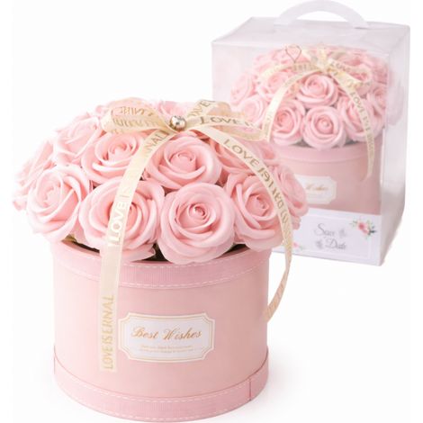 Caja de flores, ramo de flores de jabón perfumadas en caja, 21 unidades, 19x16cm, BUK08R