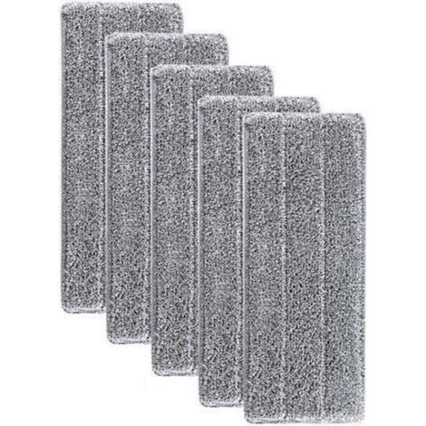Almohadillas para fregona, cabezales de microfibra superabsorbentes y lavables, y spray limpiador para fregona, 33 x 12 cm (paquete de 5)