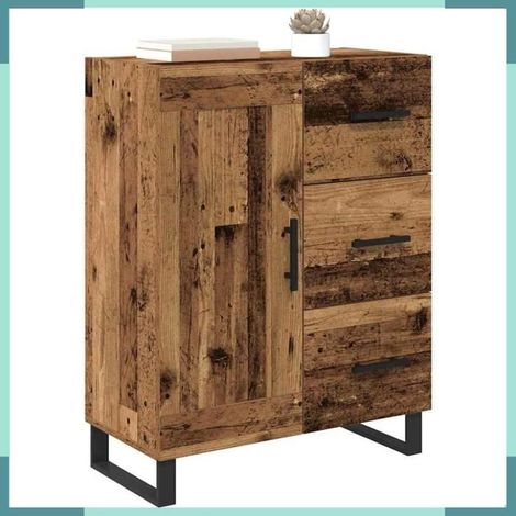 881645 Meuble Bas Buffet 69,5x34x90cm Bois Ingénierie Fer Bois Ancien Tiroir Porte Charnières 60kg (1/5)