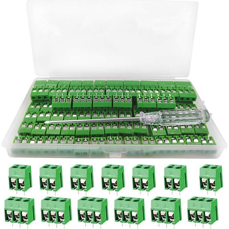 100 Pieces 5 mm 2 Pin / 3 Pin PCB Mount Screw Terminal Block, Screw Terminal Connector, for Arduino (2 Pin-80, 3 Pin-20) (1/5)