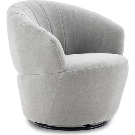 Fauteuil rond pivotant 360° tissu doux microfibre gris – COROLLA