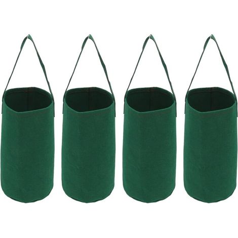 Set di 4 vasi da fiori capovolti, sacchi per la coltivazione di pomodori e fragole in giardino pensile, sacchi per la coltivazione sospesi -Crezuo