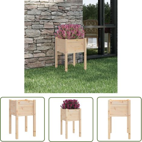 The Living Store Jardinière d'extérieur 50x50x70 cm bois de pin massif - Jardiniered Exterieure - Pot De Fleurs En Bois - Bac À Fleurs - Lit Surélevé - Décoration Jardin (1/5)
