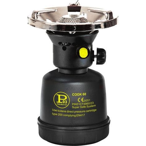Rechaud à gaz piezo 1300W Coque Acier Réchaud gaz Camping pour cartouche gaz 190g COOK60P (1/5)
