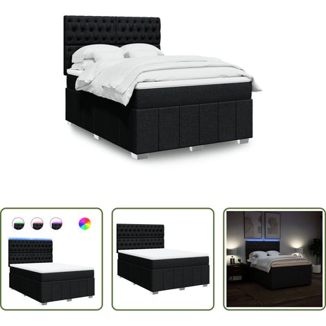 Matelas à ressorts ensachés - Sommier à lattes de lit avec matelas Noir 140x200 cm Tissu (1/5)