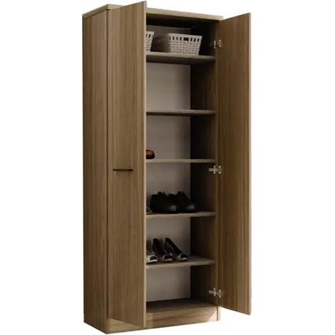 Armadio scarpiera multiuso Noce Naturale in legno nobilitato 2 ante h182x71x38