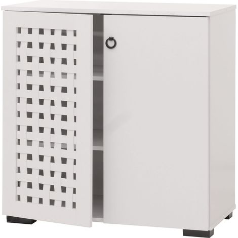 Commode HWC-N87, Buffet Armoire Buffet, design 3D tressé 2 portes 3 compartiments de rangement Soft-Close, 82x80x37cm (1/5)