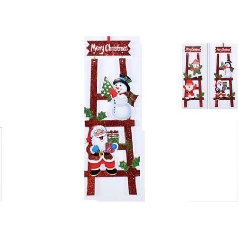 2 Decorazioni casa fineste fuori porta per albero natalizio babbo natale cappello rosso pupazzo di neve h45