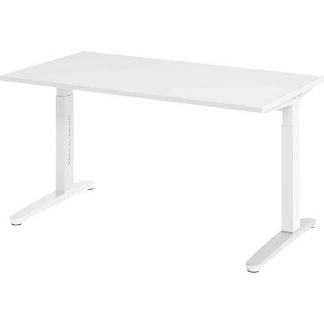 bümö Schreibtisch Serie-XB Rechteck: 140 x 80 cm Weiß Weiß/Alu (1/5)