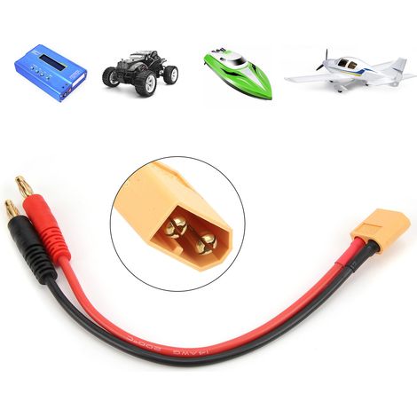 Câble de charge RC 15cm XT60 vers fiche banane 4.0mm 14AWG pour chargeur batterie LiPo (1/5)