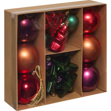 Déco de sapin de Noël Kit 20 pièces Multicolore Boules Sapins Etoiles Pomme de pin - Feeric Christmas (1/5)