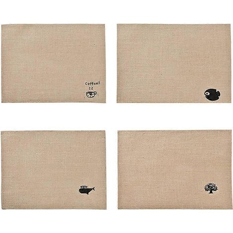 Set de table imperméable en jute avec fonction isolante, lot de 4 (1/5)