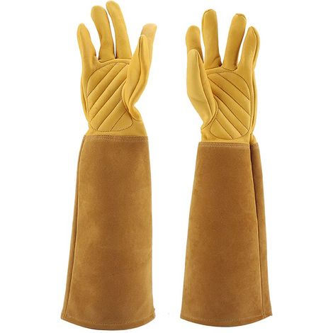Qcwwy Gants D'élagage de Roses, Cuir de Mouton, Résistants à L'usure, Anti-crevaison, Longs Gants de Travail pour Jardinier, Coupe D'arbustes, Gants de Protection pour la sécurité du (M) (1/5)