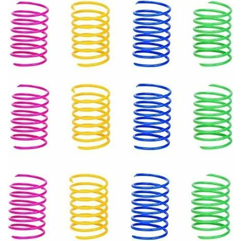 Cat Spring Toy, 12 Pieces Colorful Spring Cat Toy Durable Interactive Spiral Helical Plastic Cat Spring Toys Novelty Gift for Hunting and Biting. (1/5)