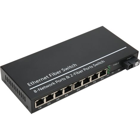 Commutateur Ethernet Gigabit 9 ports 10/100/1000 Mbit/s, convertisseur de média fibre optique semi-duplex 1310 nm pour réseau de bureau, prise 100-240 V (Royaume-Uni). (1/5)