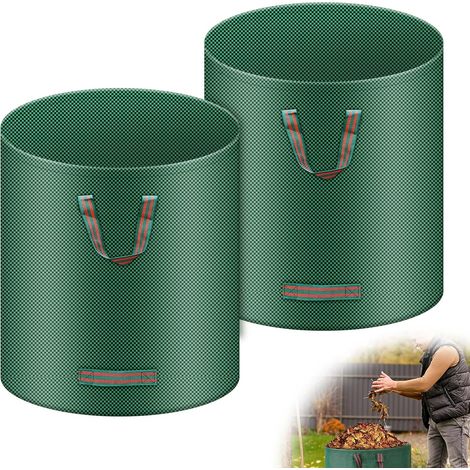 Lot de 2 Sacs de Jardin Indéchirables, 500L Sac Jardinage Déchets, Autoportant, Big Bag avec Poignées, Étanche, Pliable et Réutilisable, Sac Végétaux Jardin 150 g/m² (2) (1/5)