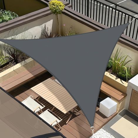 Voile d'ombrage Imperméable Triangle 4x4x4m Toile Ombrage PES avec 95% Protection UV pour Jardin Terrasse Balcon Patio Extérieur - Anthracite (1/5)