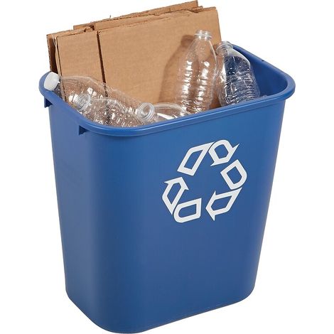 Corbeille à papier plastique rectangulaire 26,6 litres, coloris bleu - RUBBERMAID