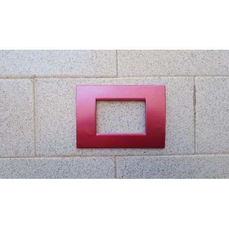TrAdE Shop Traesio - Placca Placche Placchete Compatibili Living Light In Abs 3 4 7 Posti Colorate - Rosa Metallizzato -3 fori     -