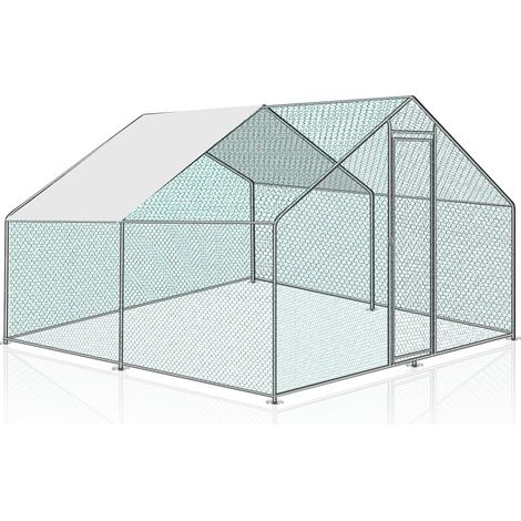 Swanew – Enclos poulailler 3 x 3 x 2 m – Acier galvanisé avec toit en PE imperméable – Parc grillagé sécurisé pour petits animaux – 9m²