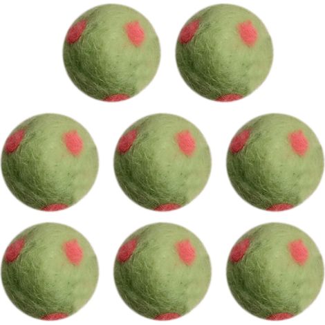 8 boules en feutre, jouet pour chat et chiot, motif pois, laine naturelle, usage intérieur/extérieur (1/5)