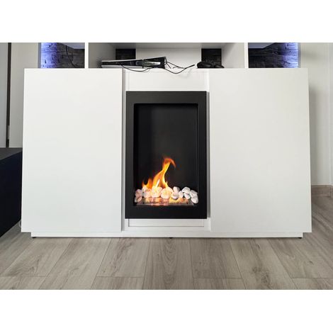 Bioethanol Wandkamin Vertical 61 × 39 cm, TÜV-Brenner 0,35 l, Schwarz Struktur matt (1/5)