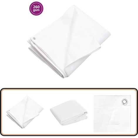 Bâche 260 g/m² 4x4 m Blanc PEHD - Couverture Imperméable - Bâche Plastique - Bâche De Protection - Bâche Jardin - Bâche Multifonction