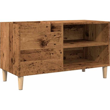 vidaXL Mobile Porta Dischi Legno Antico 84,5x38x48cm Legno (1/5)