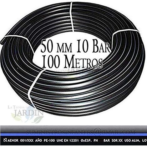 Suinga – Tuyau alimentaire 50mm 100m – Pression 10 bars – Polyéthylène haute densité – Résistant aux UV – Pour eau potable et arrosage