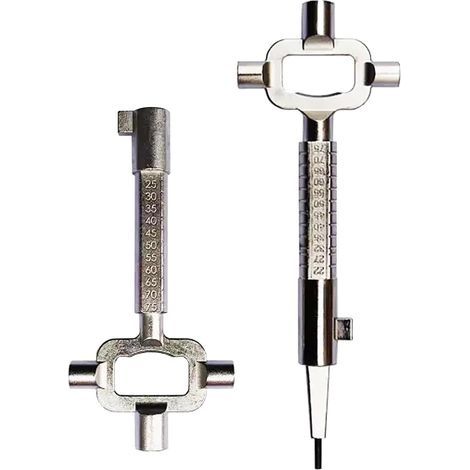 Lot de 2 clés d'armoires électriques - Clé de construction - Clé d'architecte - Outil d'ouverture de porte - Clé de construction universelle - Clé de construction multifonction (1/4)