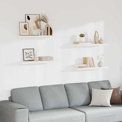 vidaXL Estantes flotantes de pared 4 uds MDF blanco 80x23,5x3,8 cm (1/5)
