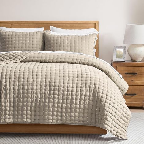 Couvre Lit 2 Personnes 300x270cm, Dessus de Lit 2 Personnes Beige Douce(sans taie d'oreiller), Jeté de Lit Boutis Matelassage Douce, Couverture Matelassé de Lit Canapé Printemps Été (1/5)