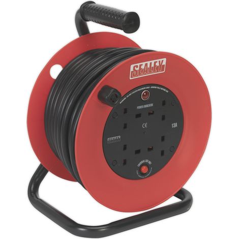 Sealey 25m Heavy-Duty Cable Reel with Thermal Trip 4 x 230V CR22525
