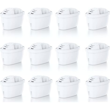 Lot de 12 cartouches filtrantes à eau compatibles avec Brita Maxtra, Maxtra+, pour carafes Marella, Style, Elemaris, filtration en 5 étapes, élimine le chlore, les odeurs, les métaux, sans BPA (1/5)