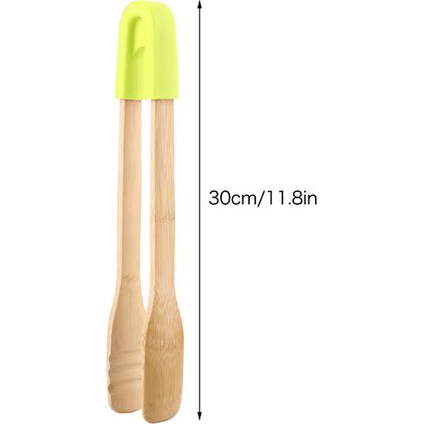Pinzas para barbacoa con mangos de silicona antideslizantes – 1 unidad – Madera de alta calidad – Versión verde – 30 cm (1/5)