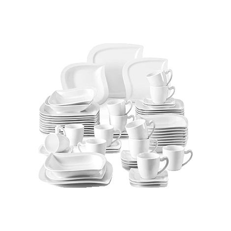 Service de dîner en porcelaine, pour 6/12 personnes, blanc (1/2)