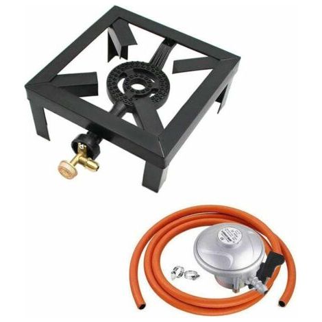 QORVA-8KW gaz anneau d'ébullition brûleur en fonte grand réchaud à GPL extérieur cuisinière cadre en fer Portable contrôle des incendies poêle