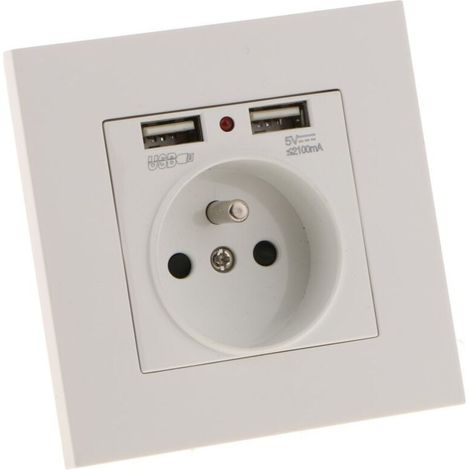 Prise murale Sharplace, prise murale, double USB 5V/2100mA, prise USB 2 ports pratique et facile à gérer (1/3)