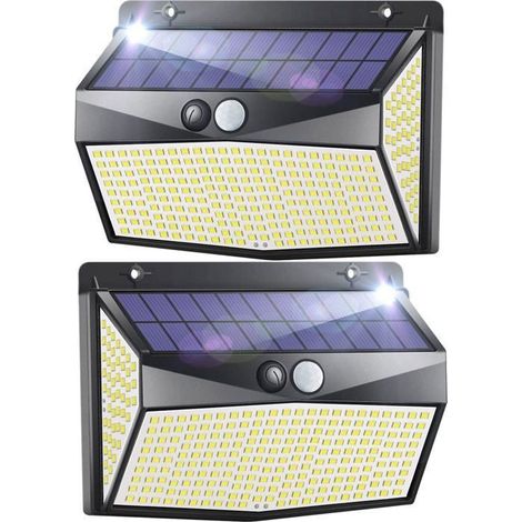 Lampe Solaire Exterieur, 【318LED 2000LM 】Lampe Solaire Exterieur Detecteur de Mouvement, 3 Modes Lumiere , IP65 (2pcs) (1/5)