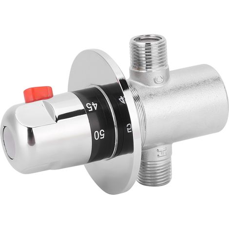 Vanne Thermostatique G1/2 pour Chauffeau Solaire - Valve de Régulation de Température 38°C Anti-Brûlure avec Arrêt à Clapet pour Salle de Bain/Cuisine en Matériel Plastique Électroplaqué (1/5)