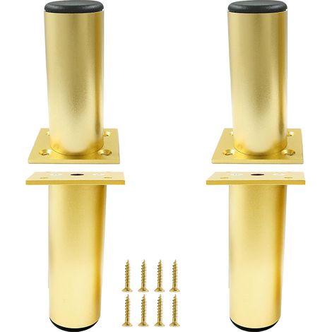 Set mit 4 verstellbaren Möbelfüßen aus Aluminiumlegierung (10 cm hoch, 3,8 cm Durchmesser), runde Sofabeine aus Metall (goldfarben)