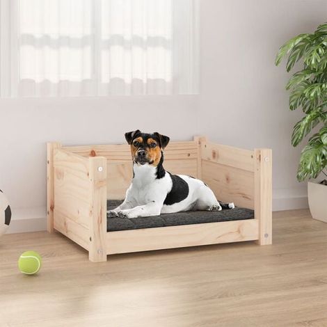 Panier pour chien, 55,5 x 45,5 x 28 cm, en bois de pin massif. (1/4)
