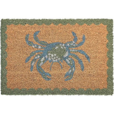 Doormat Natural Coir with Anti-Slip Bottom 40 x 60 cm Anti Slip Decoration Crab Print Welcome Mat BAIS (1/5)