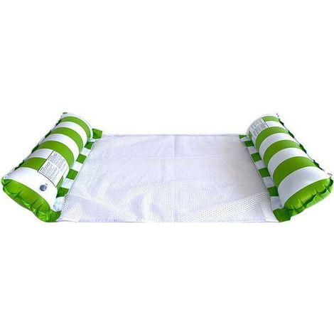 Set mit 2 aufblasbaren Pool-Hängematten, 4-in-1 aufblasbare Pool-Hängematten (Sattel, Stuhl, Hängematte, Schwimmhilfe), Wasserhängematte, schwimmender Liegestuhl für Erwachsene und Kinder. (Grün + Gel (1/5)