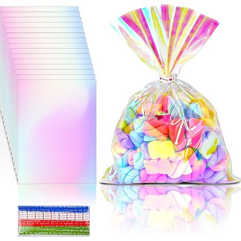 100 sachets à friandises holographiques transparents et irisés (1/5)