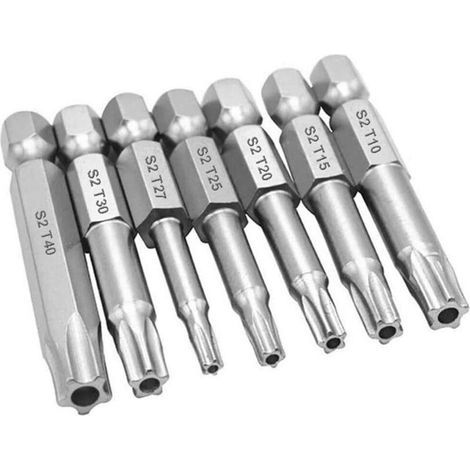 2 Set 7pcs Hex Tige Torx Étoile 5 Points de Tournevis à Embouts T10-T40 Sécurité Magnétique Inviolable Torx Tête Tournevis Bits 50mm (1/4)