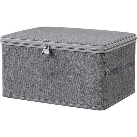 Boîte de rangement pour médicaments avec serrure à combinaison, boîte de rangement pliable avec couvercle, organisateur pour armoire de chambre à coucher(40x30x20 cm) (1/5)