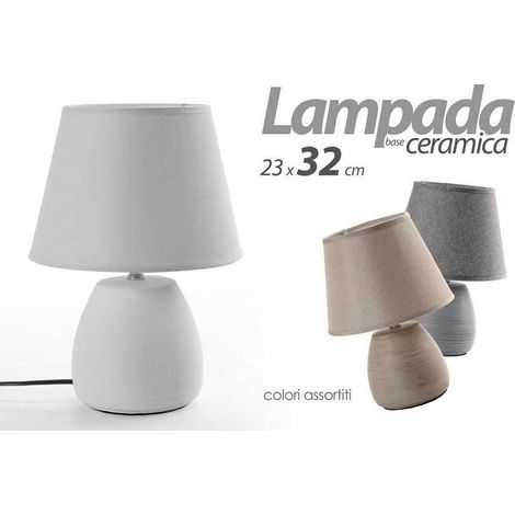 Kaela - Lampada Lumetto Abat-jour 23x32cm Da Tavolo Base In Ceramica 3 Colori Ass 763564 - (1/3)