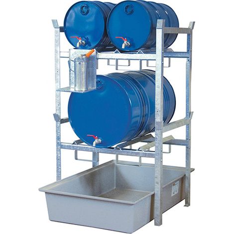 Scaffalatura in acciaio per 2 fusti da 200L o 4 fusti da 60L - 245006 (1/3)
