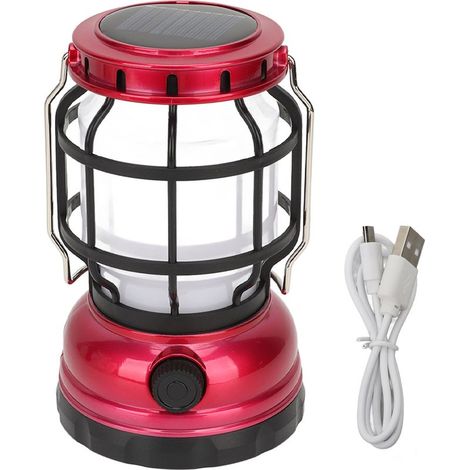 Lanterne de camping Rechargeable USB Solaire ABS Plastique Portable Lumière de survie pour tente randonnée extérieur Rouge (1/5)